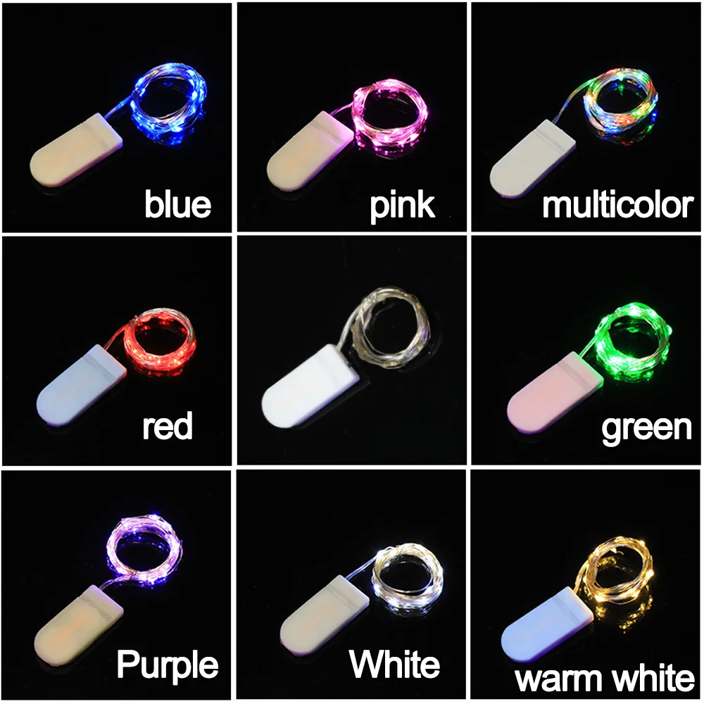 LED ทองแดงสายไฟ String ปุ่มแบตเตอรี่กันน้ําไฟ Fairy DIY Garland คริสต์มาสงานแต่งงานตกแต่งสวน