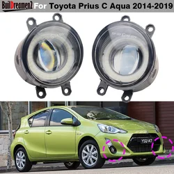2 X 30W H11 Car Front Glass Lens LED Fog Light with Angel Eye Daylight DRL For Toyota Prius C Aqua 2014 2015 2016 2017 2018 2019