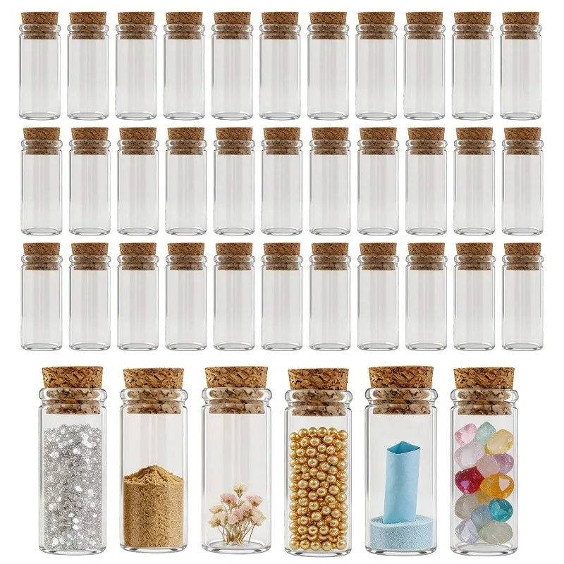 Small Glass Bottles Cork Stopper DIY Birthday Gift Transparent Empty Message Wishing Bottle Vials Cork Message Home Decor Favors
