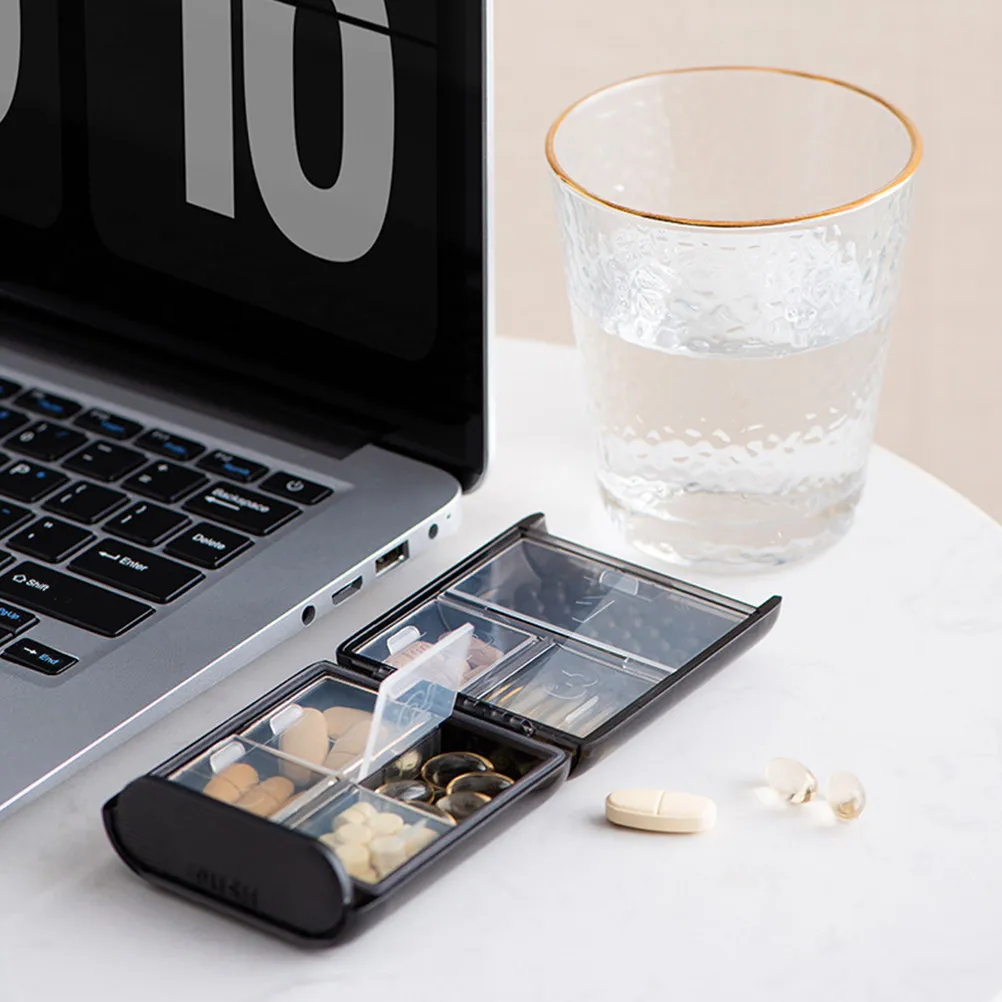 Compact Double Layer Pills Case ABS Material Medicine Organizer Portable Travel Mini Compartment Storage Dustproof Daily