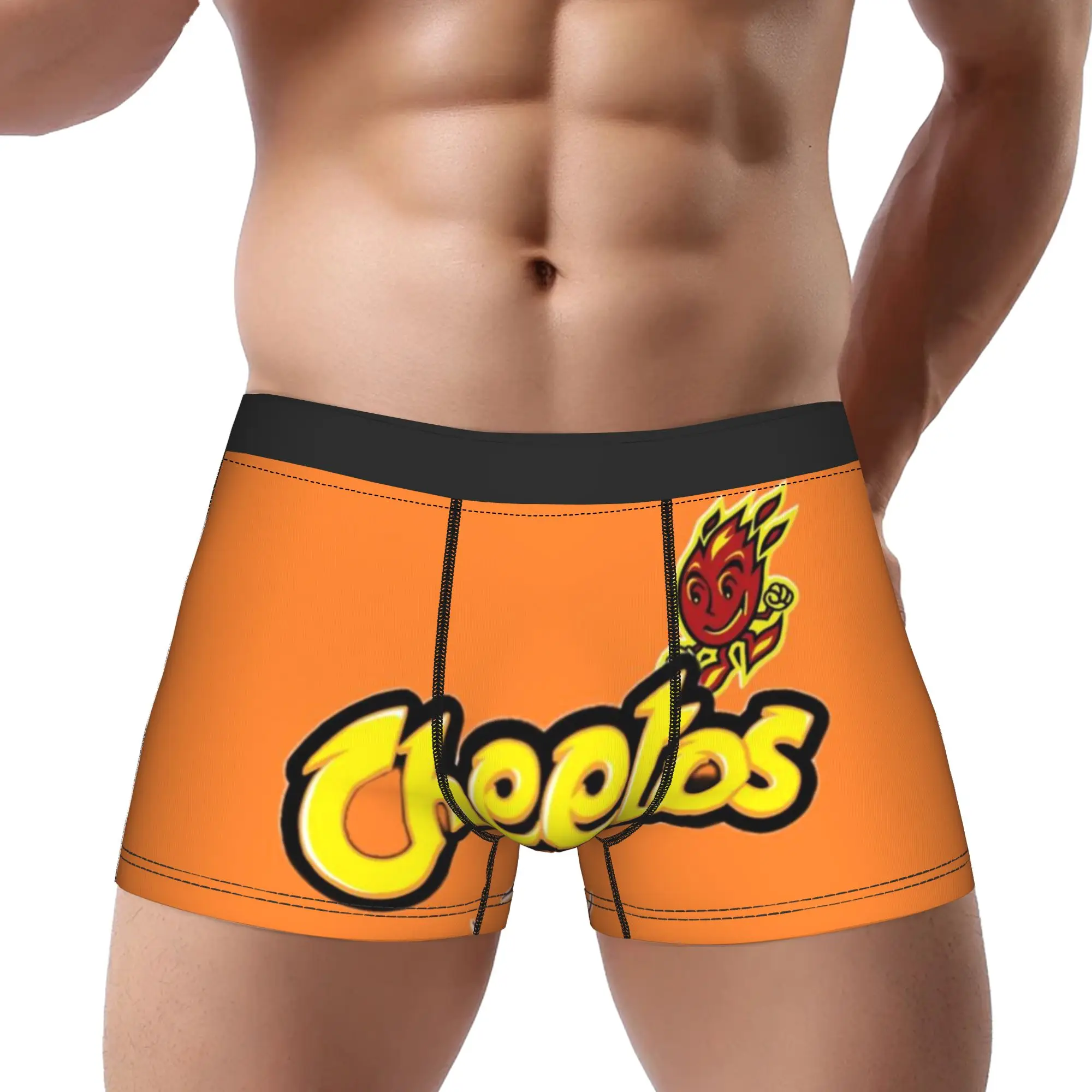 

A leopard with a fiery background C-heetos Underpants Homme Panties Male Underwear Print Shorts Boxer Briefs