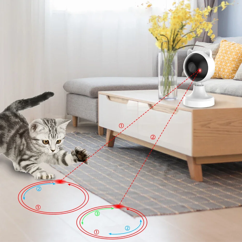 Cat Laser Toy Cat Red Dot Exercising Toys USB Rechargeable Interactive Cat Laser Toy 1200Mah Fast/Slow Mode Pet Supplies