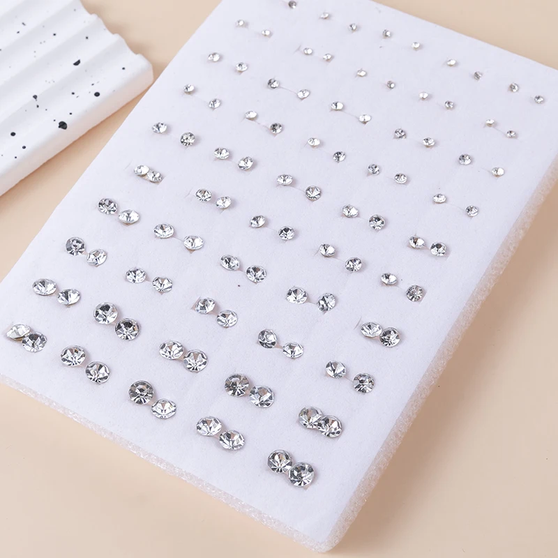 36Pairs/set Mixed Size Silver Color Crystal Stud Earrings Set Women Plastic Stud Earrings Sets For Girl Jewelry Party Gifts