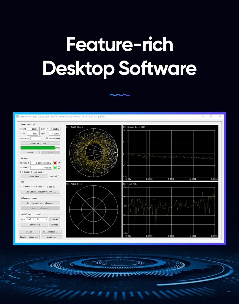 Векторный анализатор цепей NanoVNA-F V3, 1 МГц-6 ГГц, 4,3-дюймовый дисплей, HF, VHF, UHF, антенный анализатор VNA, 801 точек сканирования