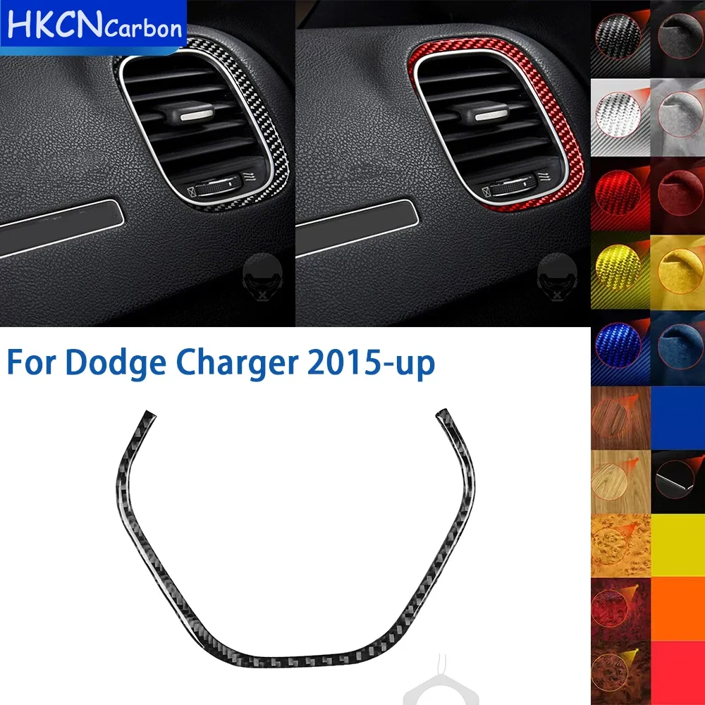 

For Dodge Charger 2015-up Real Soft Carbon Fiber Co-pilot Air Conditioning Outlet Panel Trim Car Interior Accessories Sticker