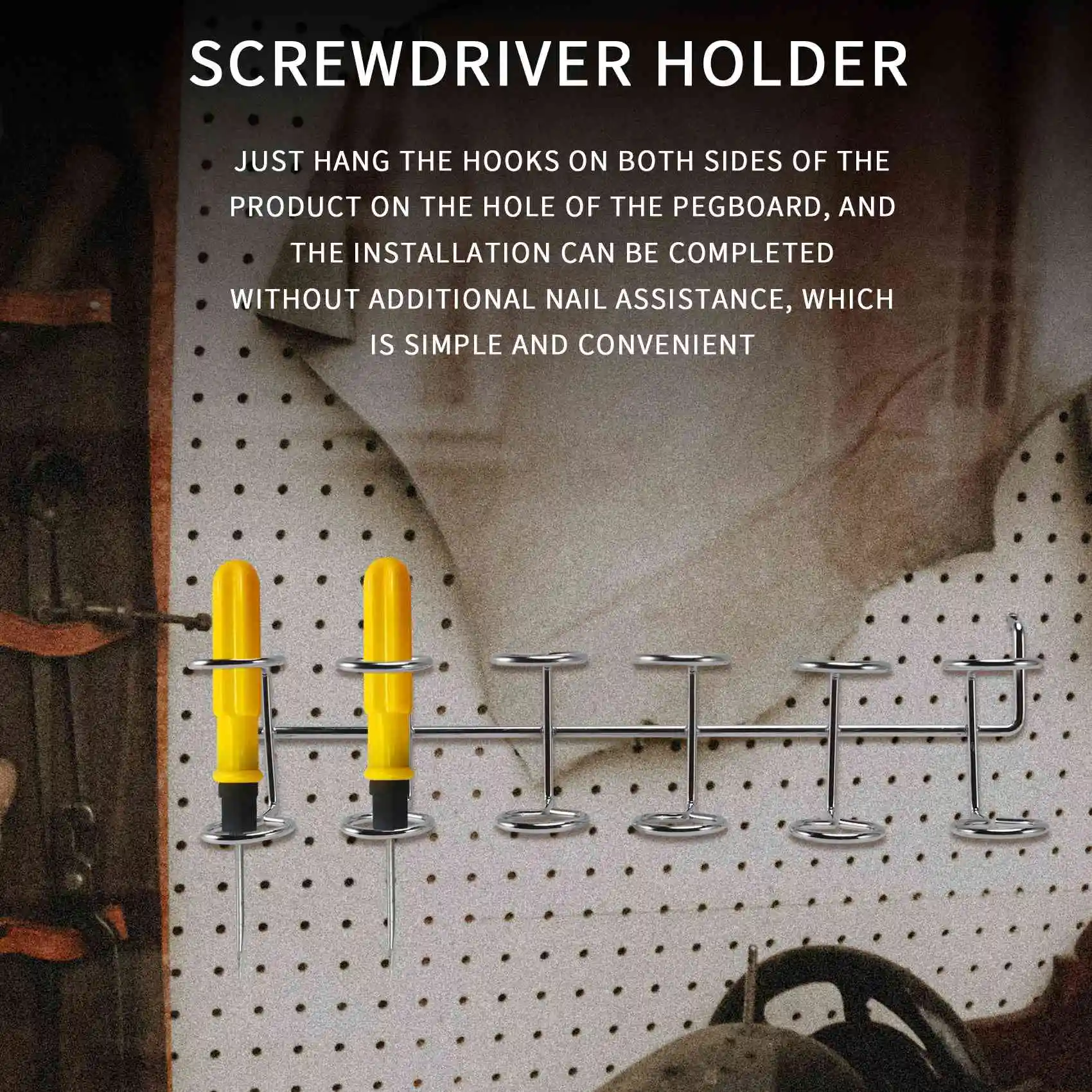 2 Pcs Screwdriver Holder Pegboard Multi-Tool Holder Accessory Pegboard Accessories Multi-Ring Tool Holder for Pegboard