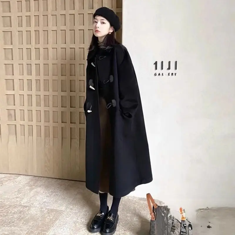 

Мужское длинное шерстяное пальто свободного кроя с лацканами, на пуговицах, в американском стиле, для зимы, теплое, цветное