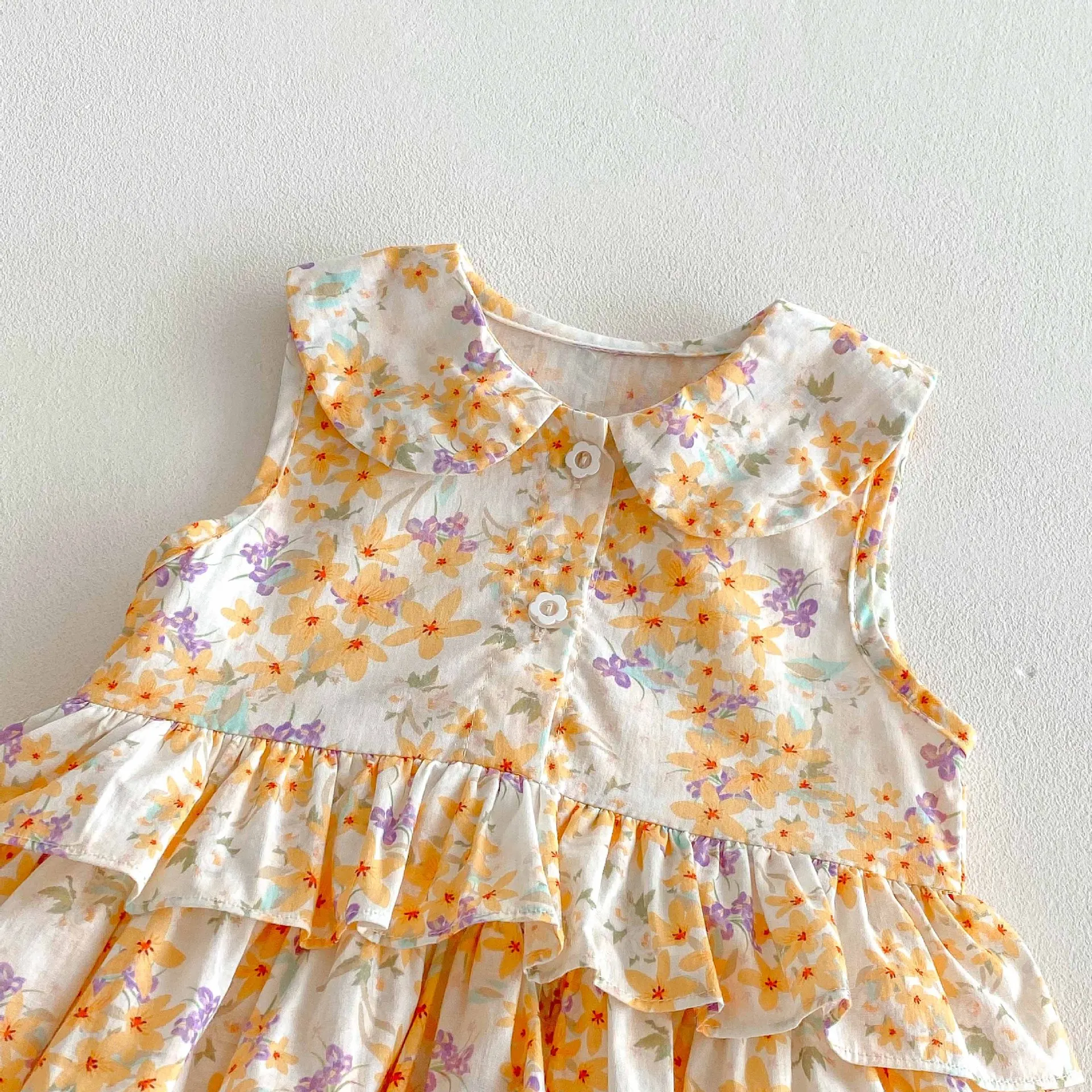 Neues Sommerkleid für Babymädchen mit Neckholder-Oberteil - Frisches und Leichtes Ärmelloses Prinzessinnen-Wickelkleid – Detail 4