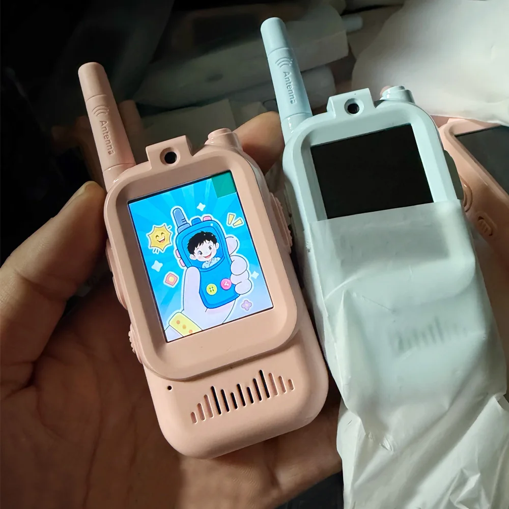 Walkie Talkies de Vídeo para Crianças, Pacote com 2, Intercomunicador Recarregável, Walkie-talkie Fofo com Tela de 2 Polegadas, Chamada com Um Clique, Intercomunicador de Vídeo Infantil