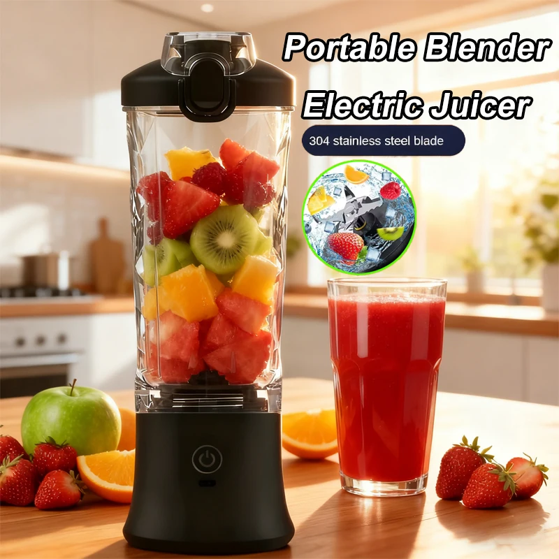 عصارة محمولة متعددة الوظائف، خلاط عصير فواكه، كوب عصير كهربائي صغير، قابل لإعادة الشحن عبر USB، 6 شفرات، مستخرج العصير #1