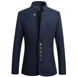 2023 Custom Blazers Chinese Style Stand Collar Printed Suit Jacket / High End Business Casual Large Size M-5XL