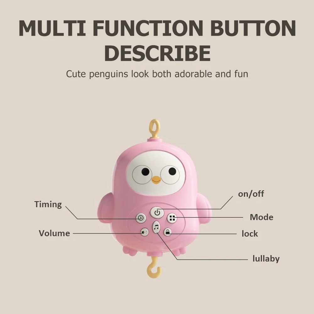 سرير أطفال متنقل مع جهاز عرض، ضوء ليلي، جهاز تحكم عن بعد، دوران تلقائي، موسيقى وتهويدات لحديثي الولادة، نوم مهدئ للرضع