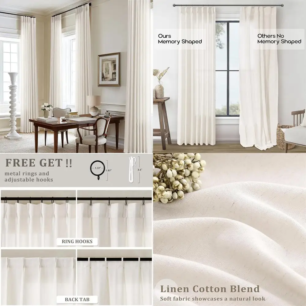 

Удлиненные кремовые полупрозрачные шторы в стиле бохо для гостиной и спальни, фильтрация света, настраиваемые для высоких потолок