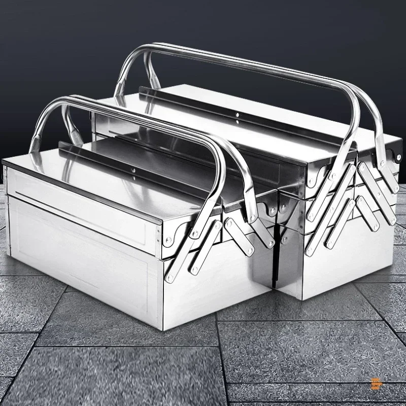 

Stainless Steel Tool Box Storage Tool Box Auto Storage Repair Folding Box Triple Folding Stainless Steel Tool Organizer