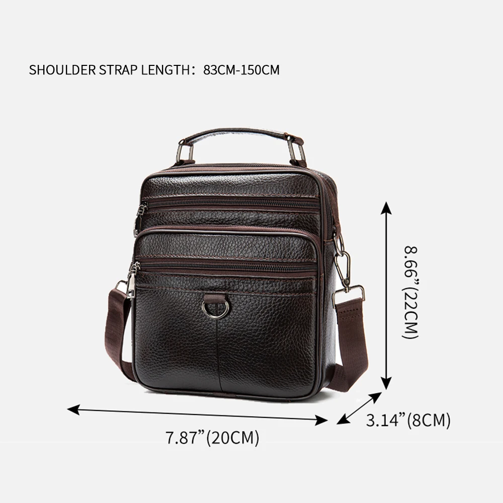 Black 100% Genuine Leather Men\'s Shoulder Bags Messenger Bag for Men Crossbody Bags new Small Man Designer Handbag Bolso Male