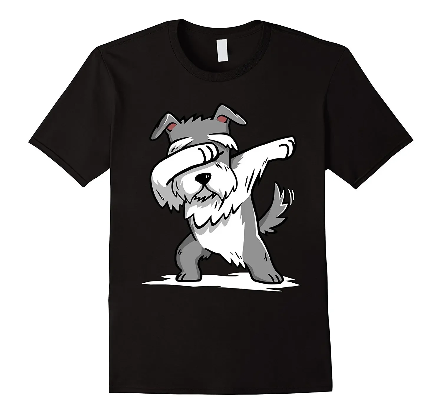 Schnauzer Cute Dabbing T-Shirt Funny Dab Dance Gift Shirt Brand Cotton Men Clothing Male Slim Fit T Shirt Letter Printing