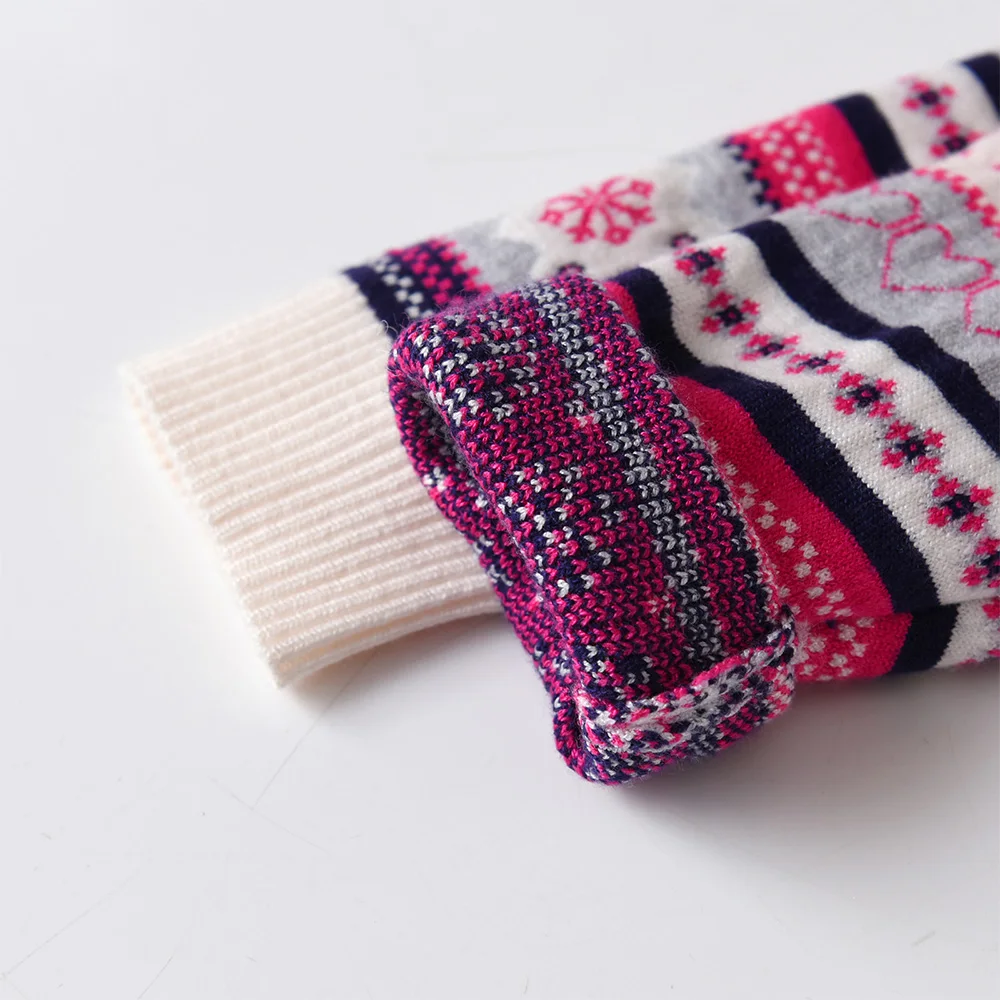 VIKITA Teenager Strickjacken Mädchen Schneeflocken Herzform Gestreift Lässige Mode Niedliche Pullover Kinder Mantel Oberbekleidung Tops Kostüme – Detail 10