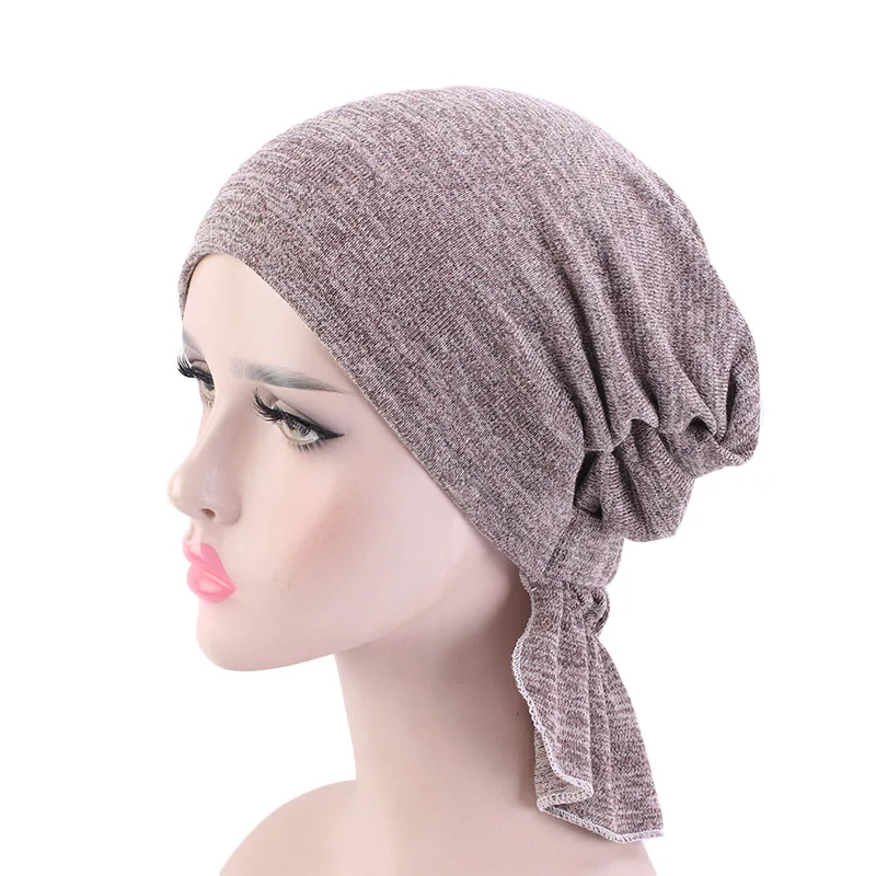 Neue muslimische Turban-Kopftücher für Damen, atmungsaktive Bandana-Kopftücher, vorgebundene Turban-Hüte, Kopfbedeckungen, Chemo-Mützen, Bonnet-Kappen – Detail 3