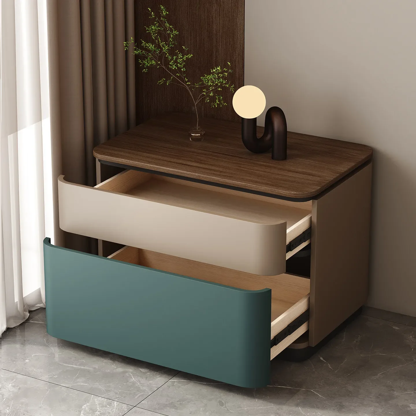 DSA Creative Bedside Table Premium Simple All Solid Wood Medium Antique Large Size Round Bedroom Locker