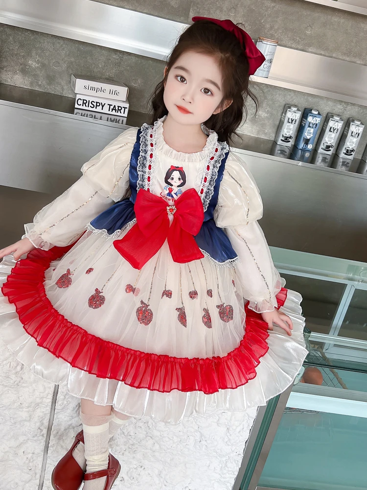 Printemps Faion enfants Dr petite fille fée T Princ Sle longue Sve jupe Midi doux ruban détail tissu doux