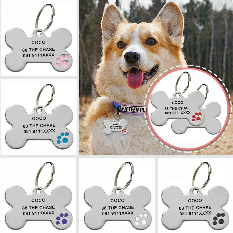 Personalized Dog Tag Address Tags for Dogs Id Tags Engraved Custom Dog Tag Dog Collar for Cats Dog Name Tag Pet Id Tag Collars