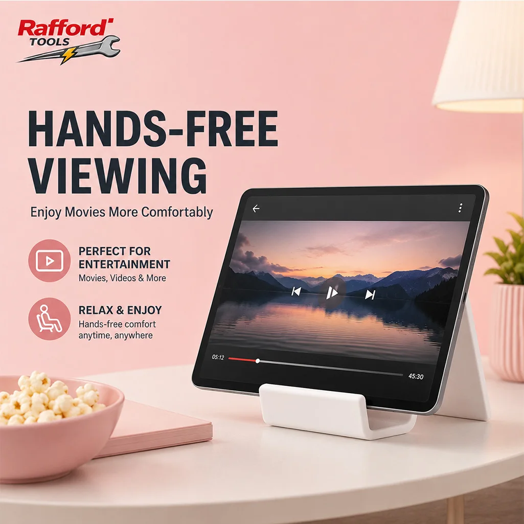Rafford Tablet Stand for iPad, Stable Anti-Slip Desktop Holder for Large Tablets, Hands-Free Stand for Office & Movies
