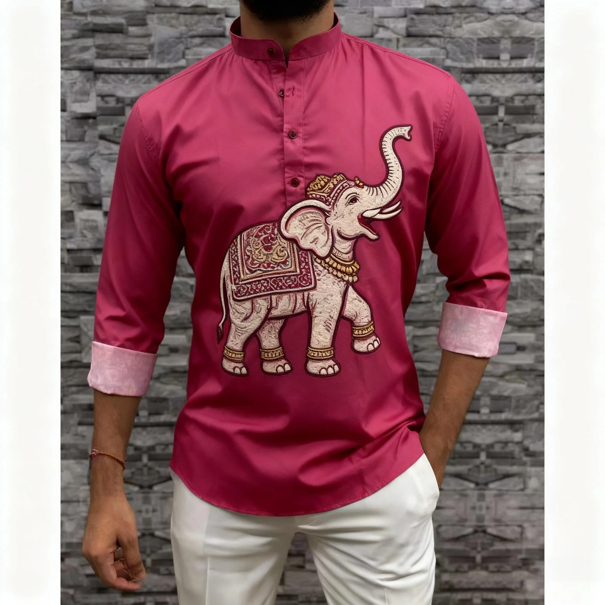 Moslim Mannen Islamitische Arabische Abaya Shirt Etnische Stand Kraag Jeugd Luxe Jas Casual Mode Moslim Kleding Islamitische Kleding Man