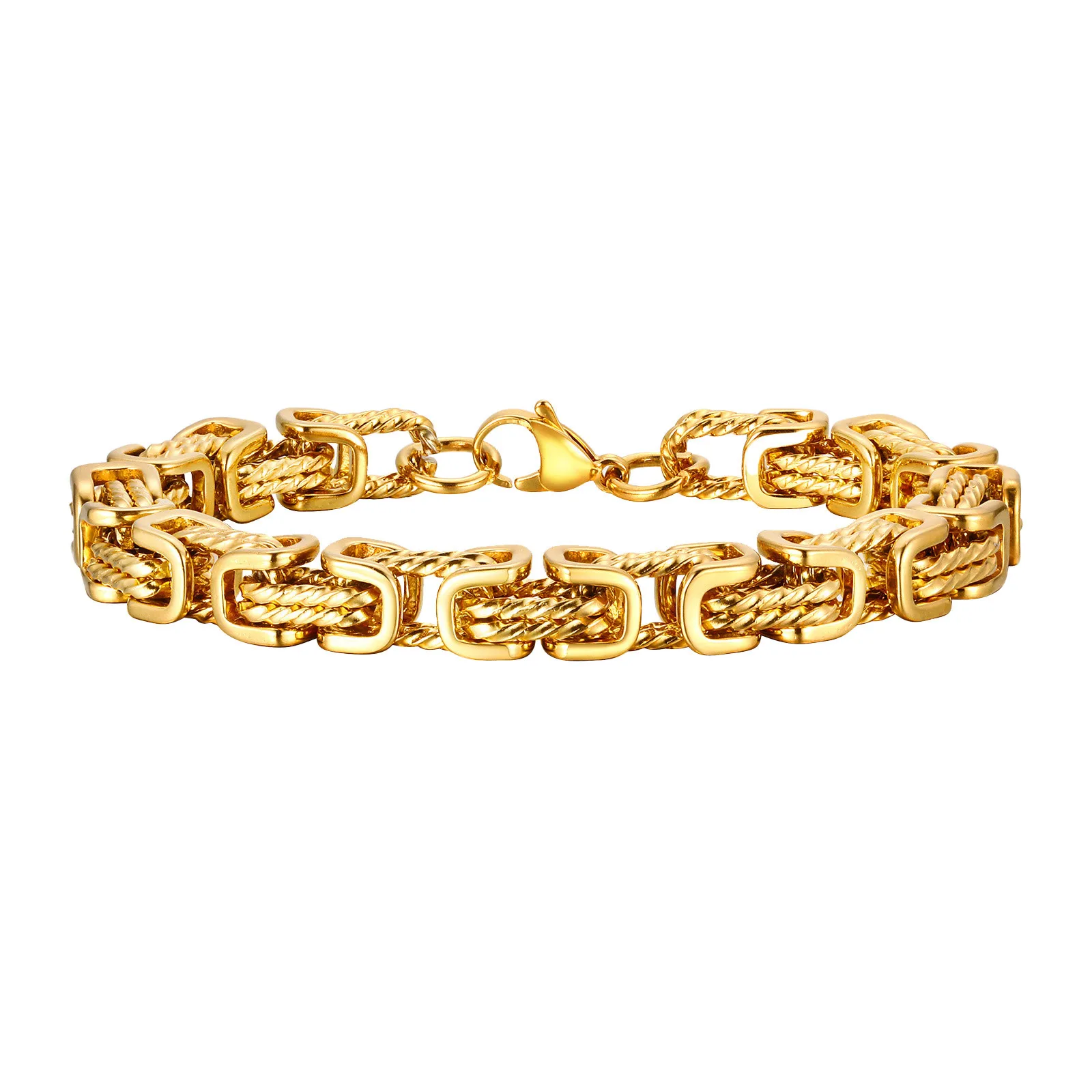 Vnox 8 mm Vintage byzantinische Armbänder für Männer, oxidiertes, kräftiges Kettenarmband mit quadratischen Gliedern, Wikinger-Punk-Vatertagsgeschenk für Papa