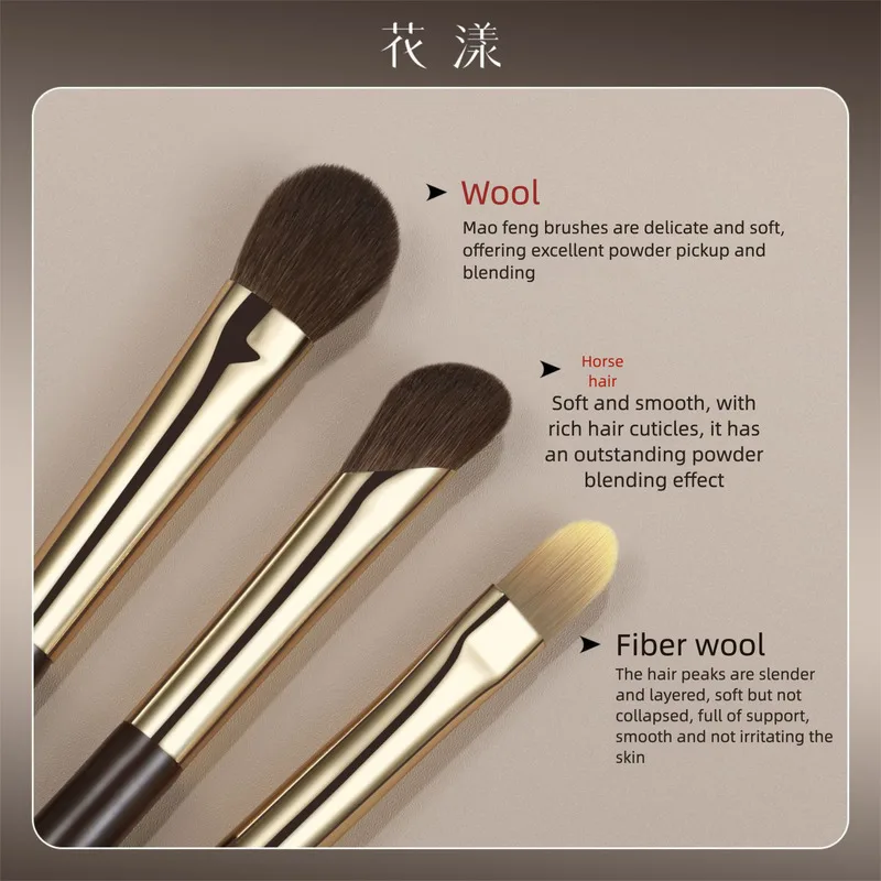 

Floral Night Set 8 Pieces With Bag, Small Blush Triangular Highlighter Tongue-shaped Concealer B, Animal Hair Eye Blending