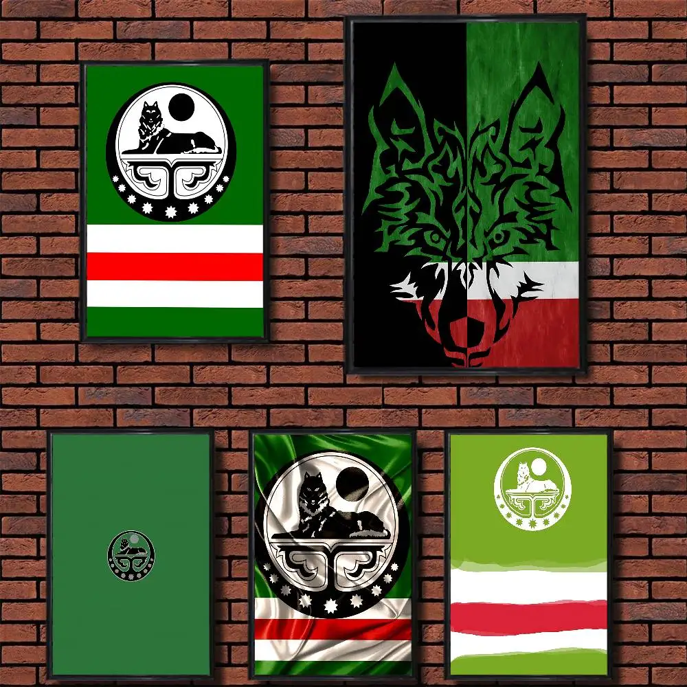 

Red and Green Chechnya Flag Poster Prints Wall Art Painting Picture Gift Living Room Bar Restaurant Dec Sticker Large