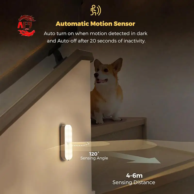 

AF90-LED Motion Sensor Night Light, 2 Pack Stick-On LED Night Light, Wall Lights Closet Lights Stair Lights,Motion Activated