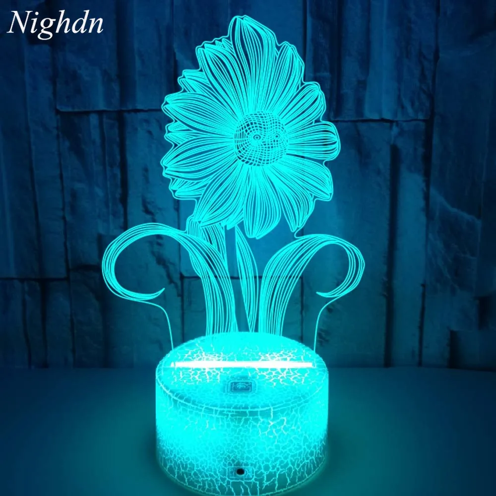 

Nighdn Sunflower LED Night Light 3D Illusion Lamp for Kids Child Nightlight Birthday Gifts Room Home Decor 7 Color Changing