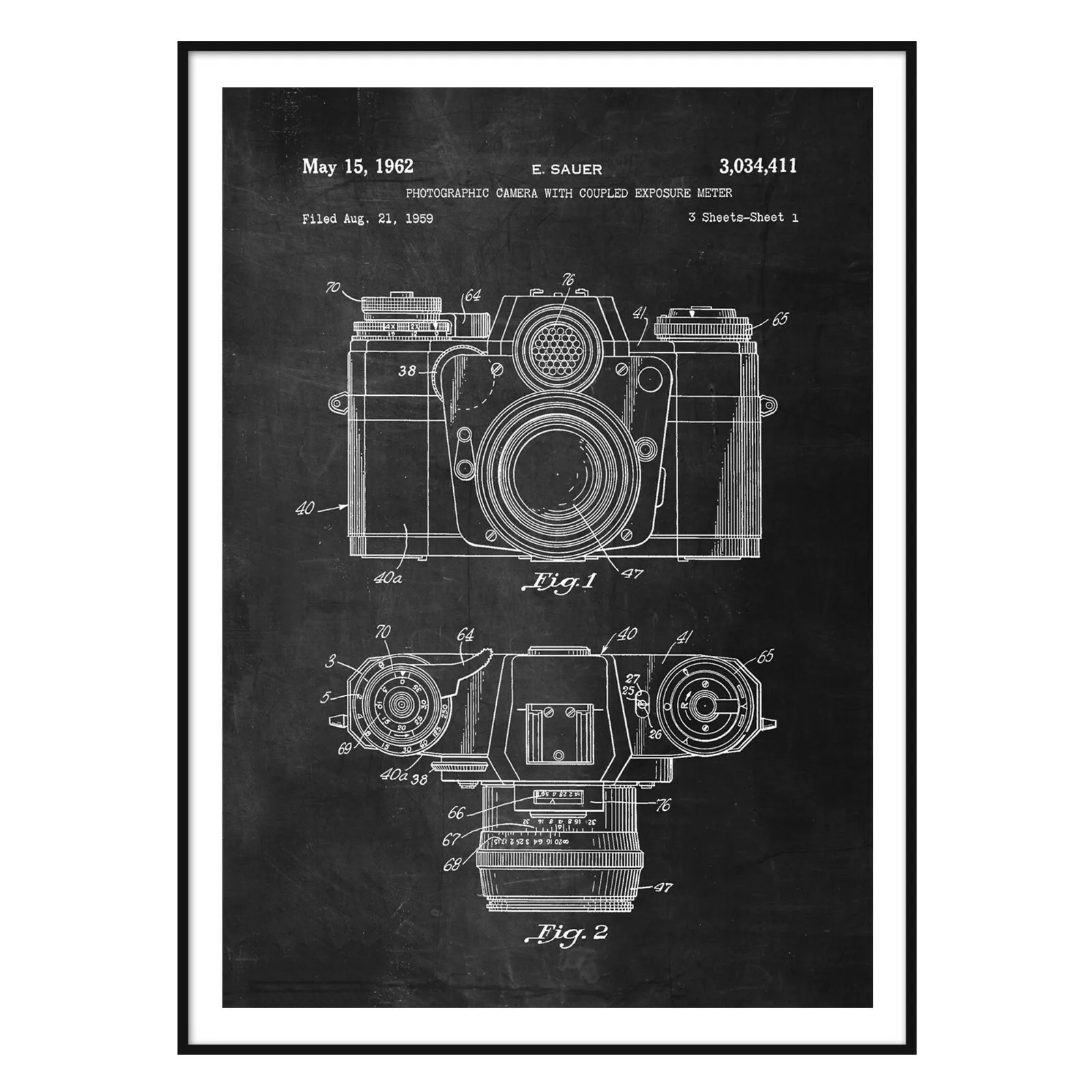 Camera Blueprint Poster Retro Patent Chalkboard SILK POSTER Wall painting