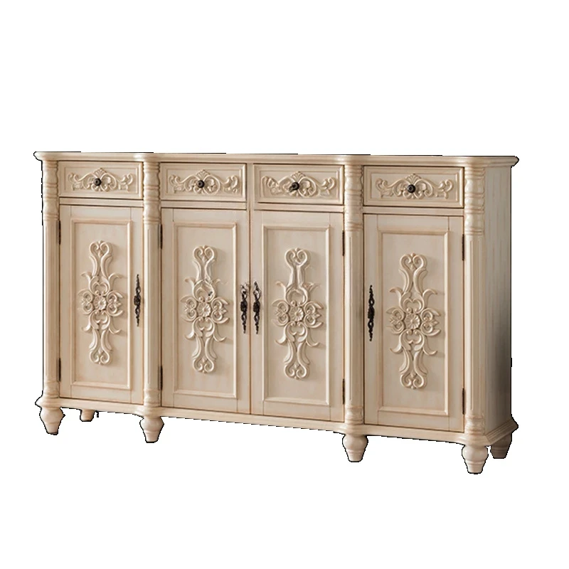 

European-Style Entrance Cabinet Large Shoe Cabinet Entrance Solid Wood American Country Sideboard Cabinet