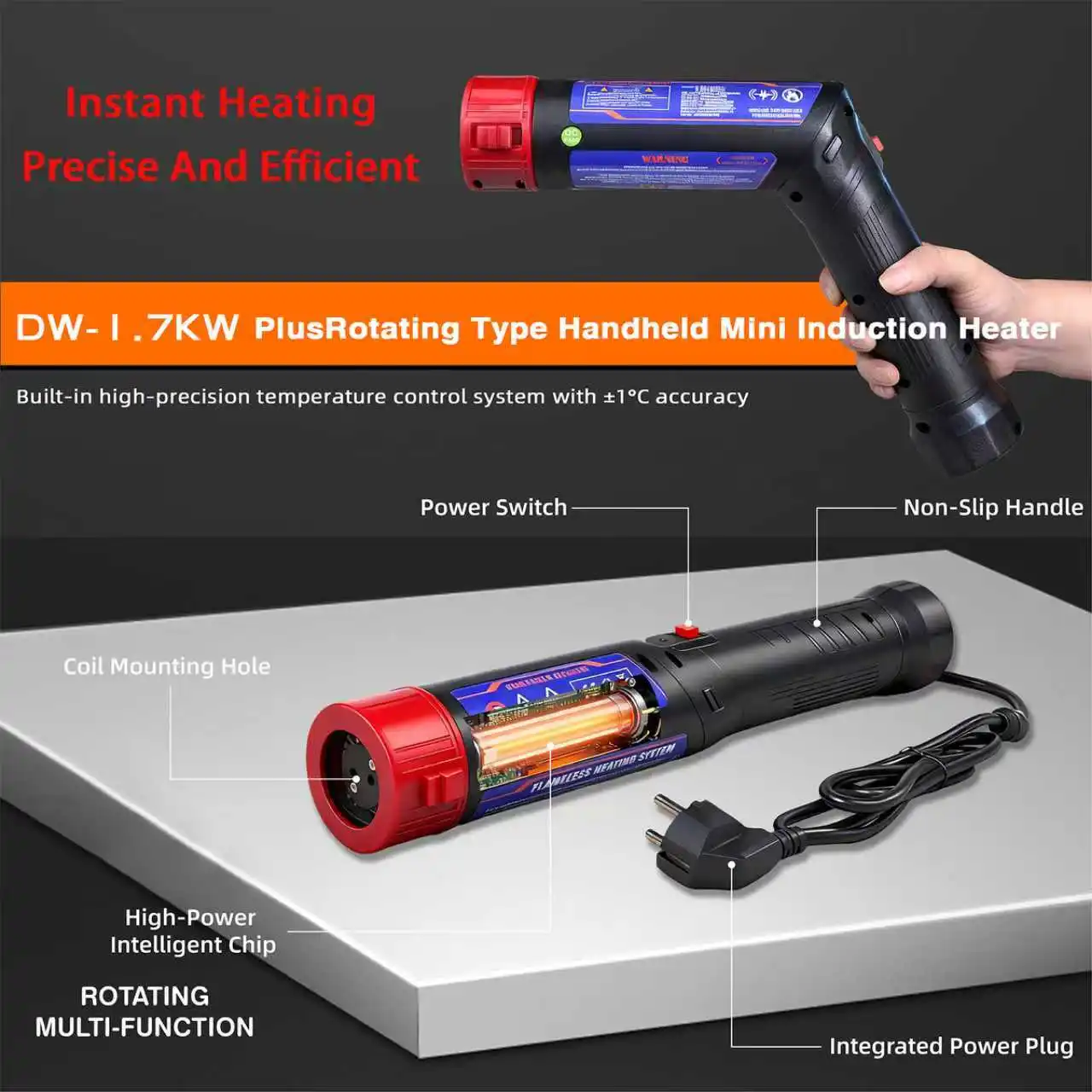 1700W Mini Flameless Magnetic Induction Heaters 110V/220V Car Bolt Remover Repair Tools with 4 Coils