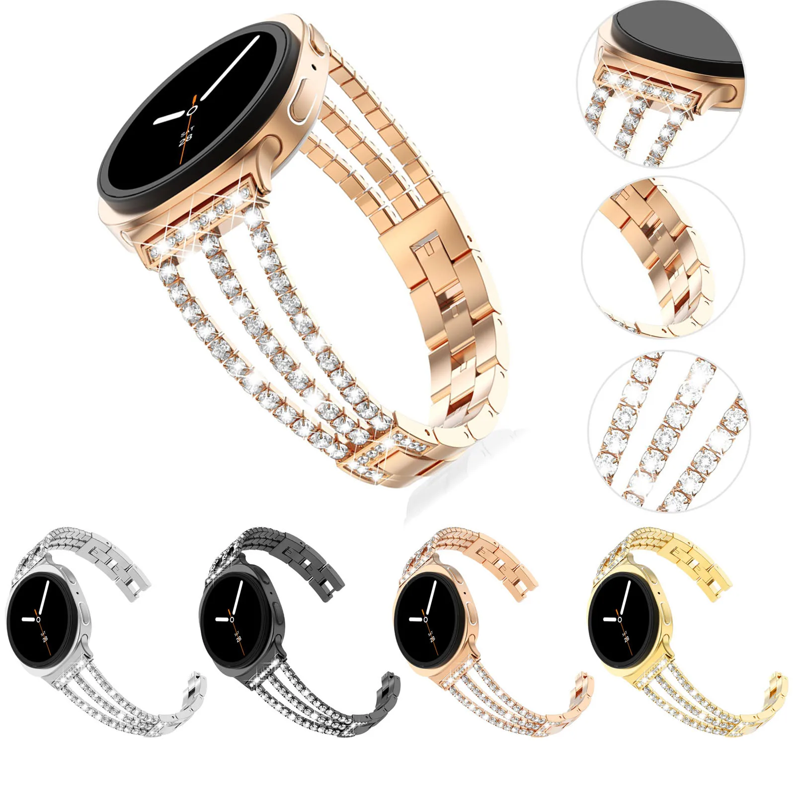 Bling Crystal Metal Watch Strap For Samsung Galaxy Watch 8 40mm 44mm Band Diamond Bracelet Galaxy Watch 8 Classic 46mm Wristband