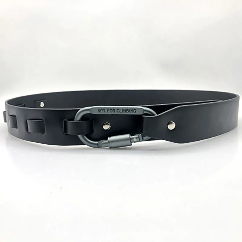 INS Wind Silver Grey Climbing Buckle Letter Engraving Function Black Belt Belt Belt Men's and Women's Trend Outdoor Accessories