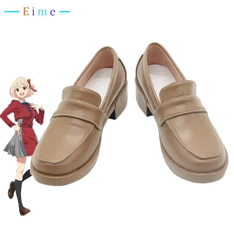 Lycoris Recoil Nishikigi Chisato Cosplay Shoes PU Leather School Shoes Halloween Carnival Boots Big Size Custom Made