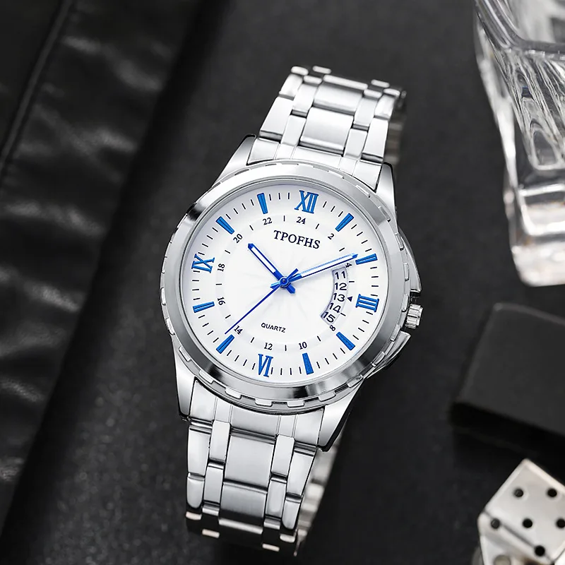 UTHAI CQ266 Leisure and Fashion Men\'s Watch Blue Light Window Calendar Quartz Watch Stainless Steel with Clock