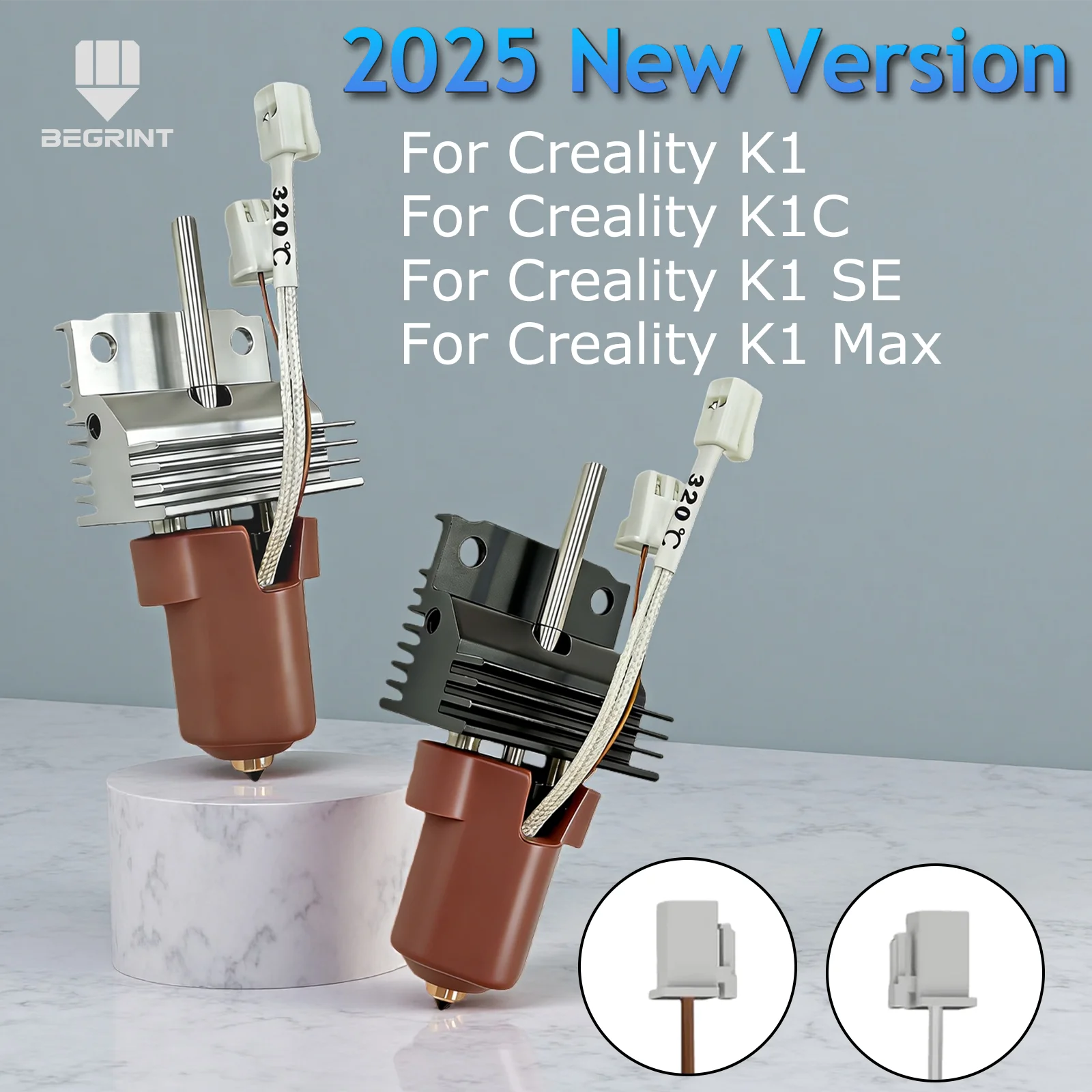 2025 K1SE/K1C/K1/K1 Max Hotend Upgrade Ceramic Heating Block Kit Plug Ang Play Terminal with Buckle Creality Unicorn Nozzle Kit