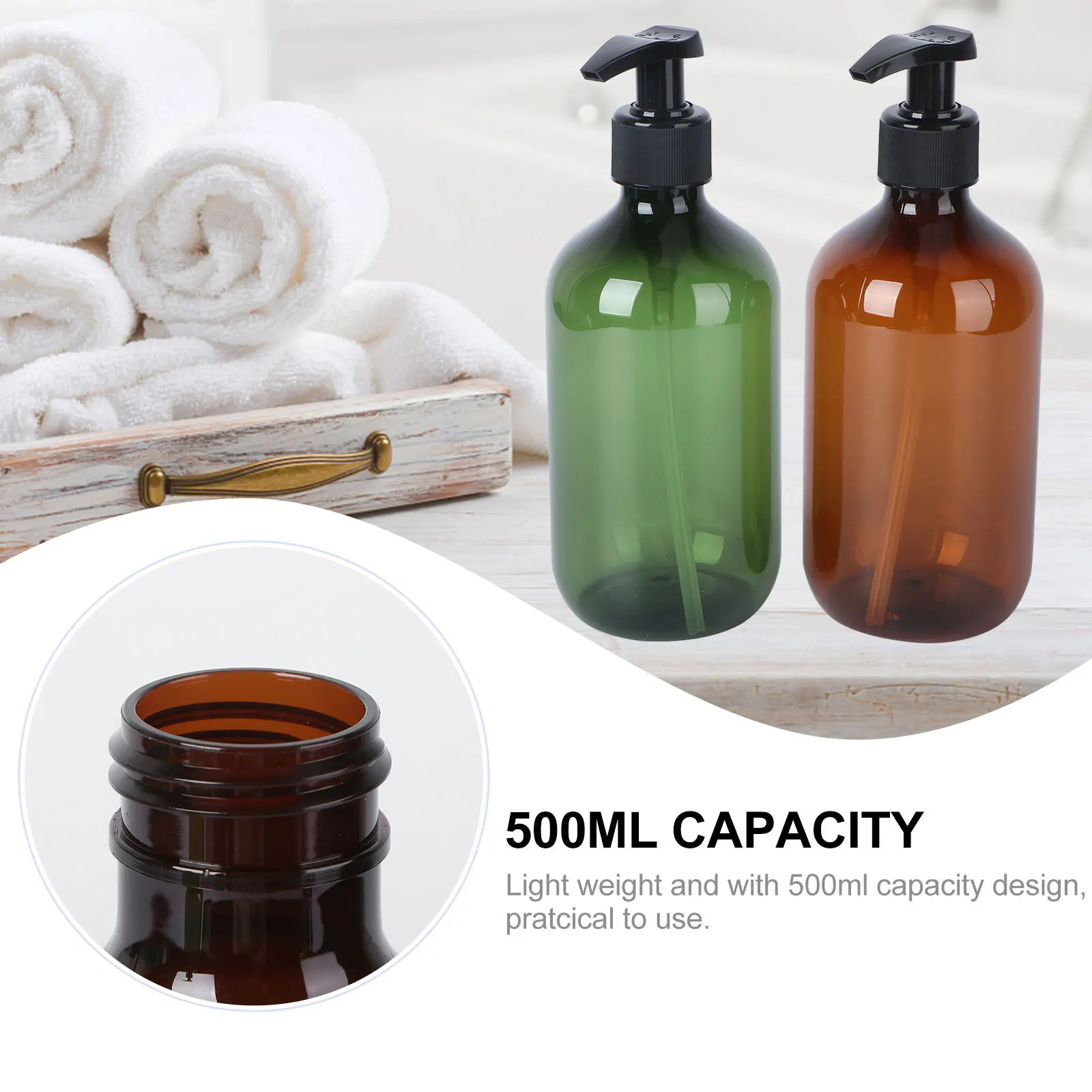 

2Pcs Lotion Dispensers 500ml Pet Pump Bottles Leakproof Travel Shampoo Liquid Storage Bottles Lotion Dispensers