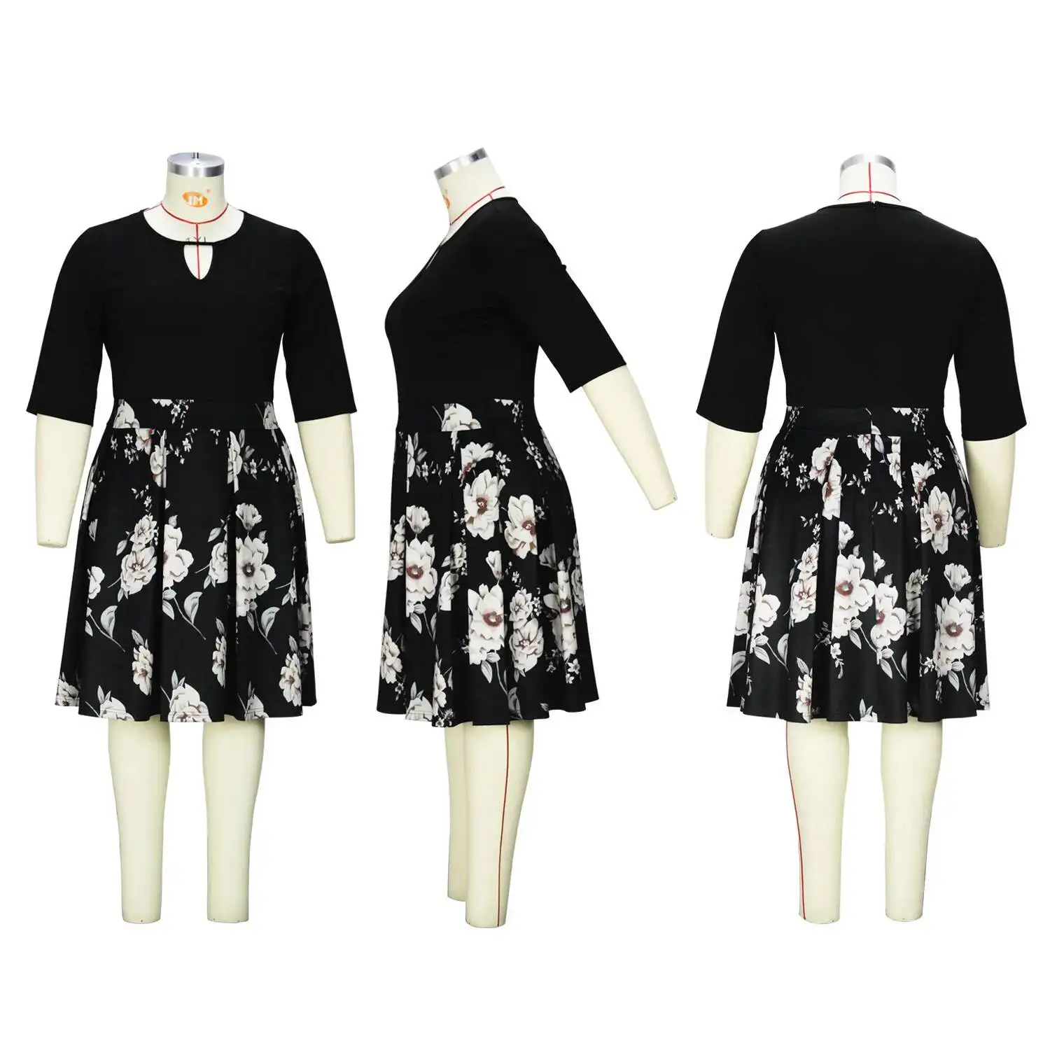 

New Women's Product Spring/summer Fashionable Simple Black and White Flower Printed Slim Fit Large Size Dress Casual Y2k