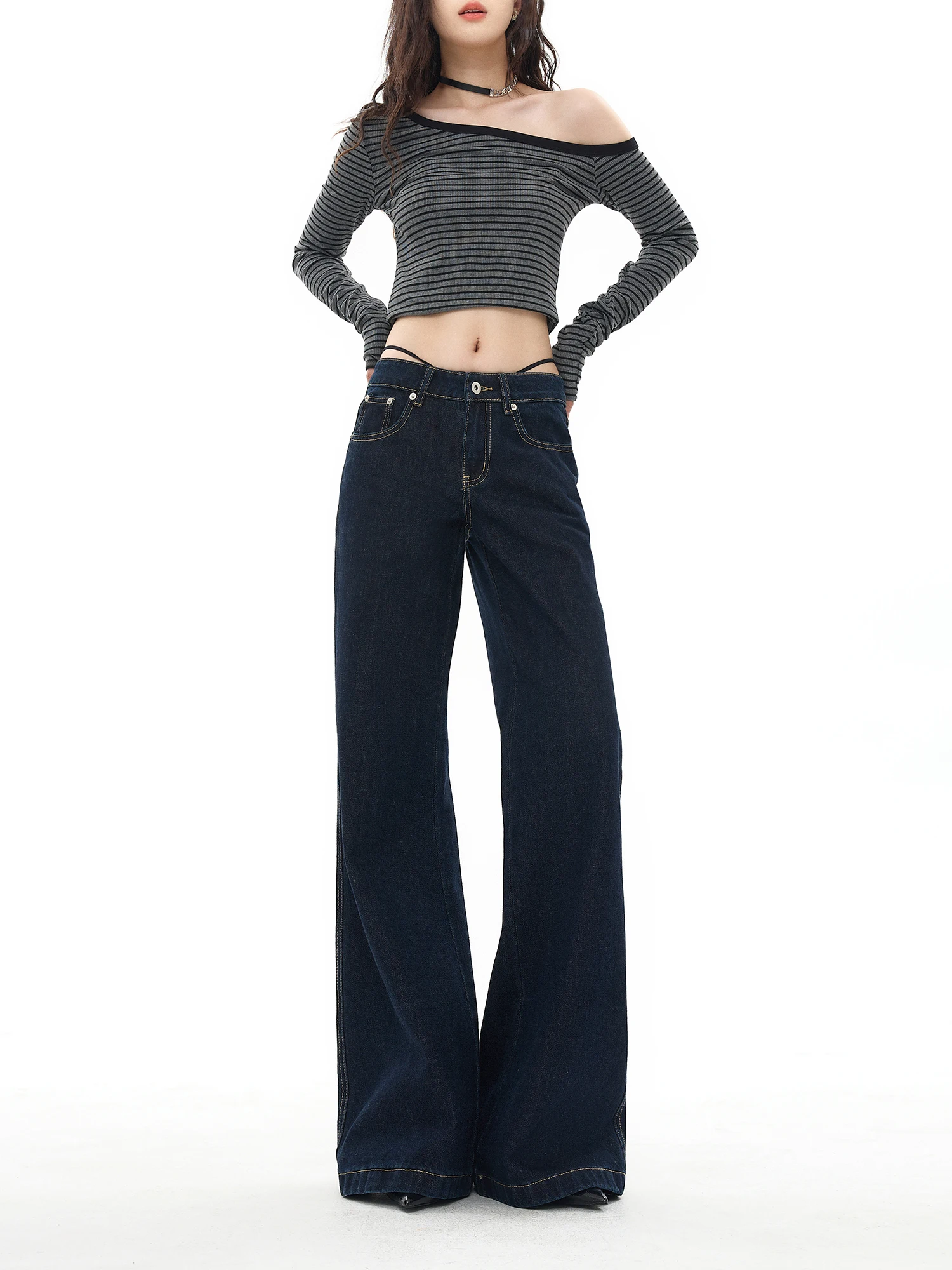 

Модные свободные женские джинсы прямого кроя с низкой посадкой, расклешенные, винтажные, повседневные, прямые брюки, джинсы со средней посадкой