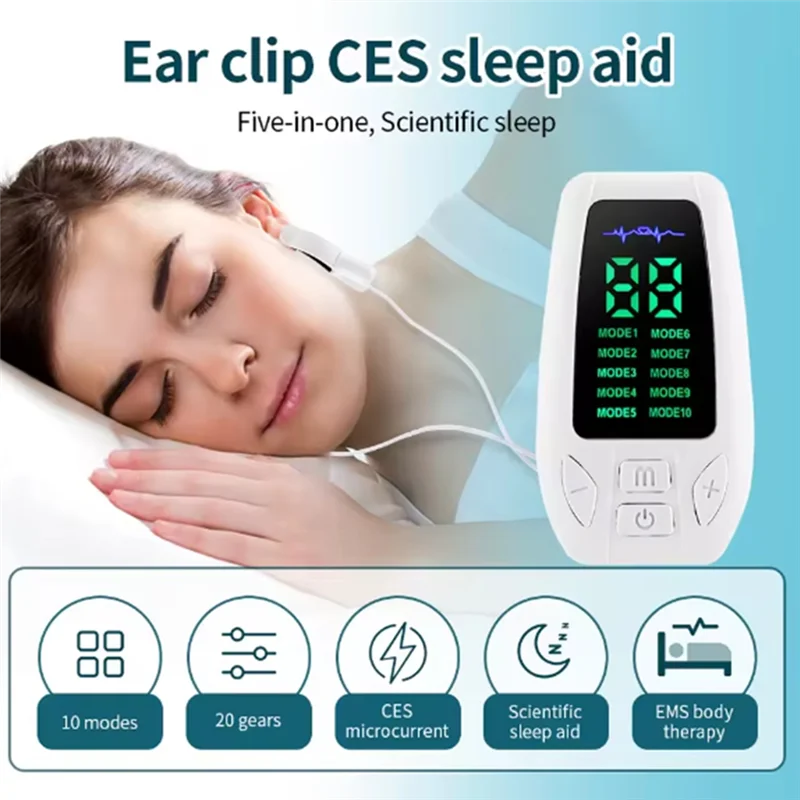 

A05G-CES микротоковое устройство для помощи во сне, 10-режимный спальный инструмент для бессонницы, тревоги, депрессии, машина для быстрого сна