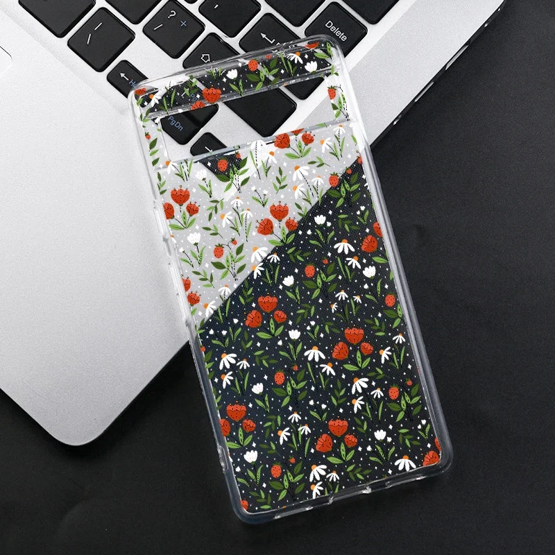 Soft Pale Little Flower Clear Phone Case for Google Pixel 8A 8 9 Pro XL 6A 7A 6 7 Pro 5G Cute INS Korean Shockproof Cover Fundas