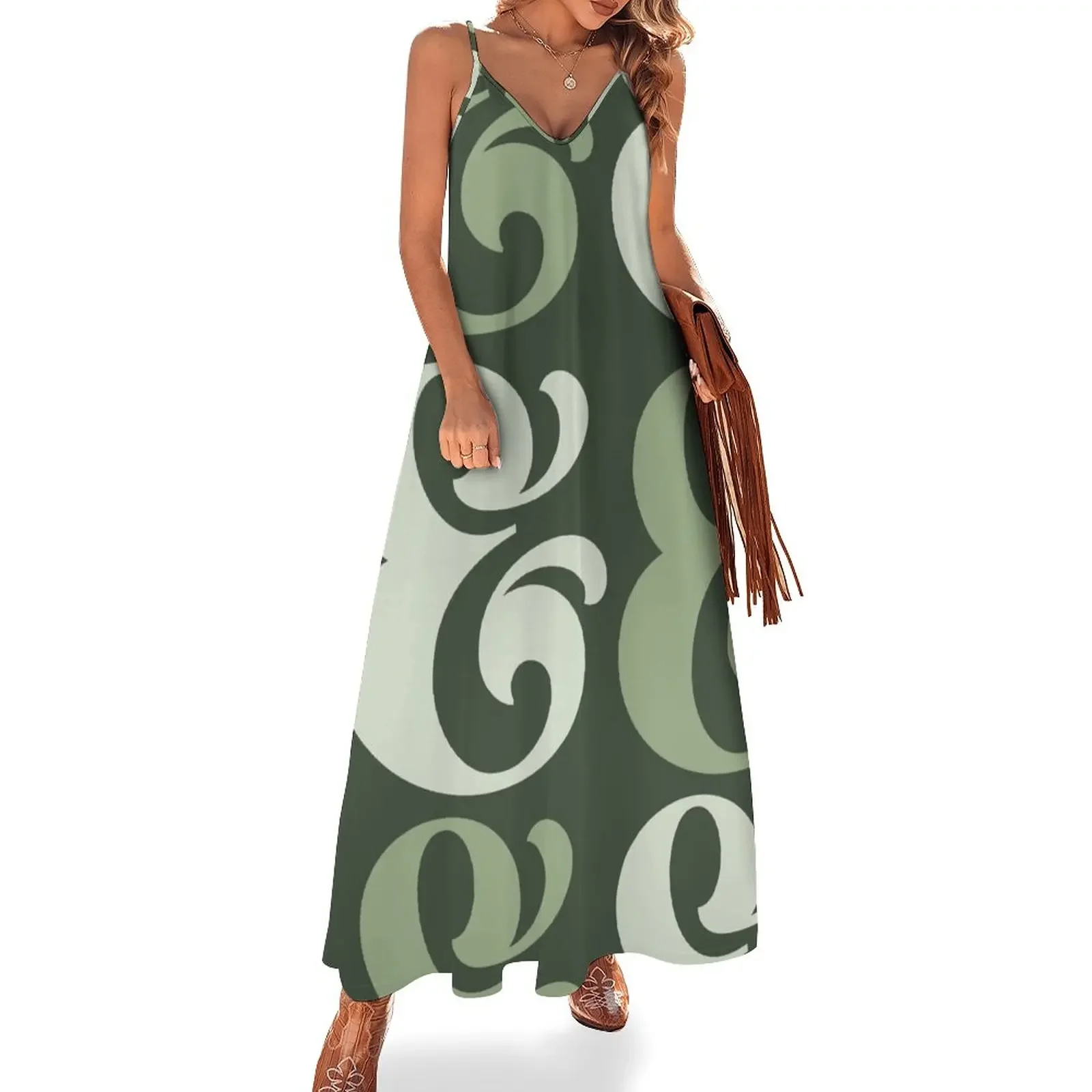

Sage Green Aesthetic Ampersand Pattern Sleeveless Dress Aesthetic clothing womans clothing wedding dresses for woman Dress