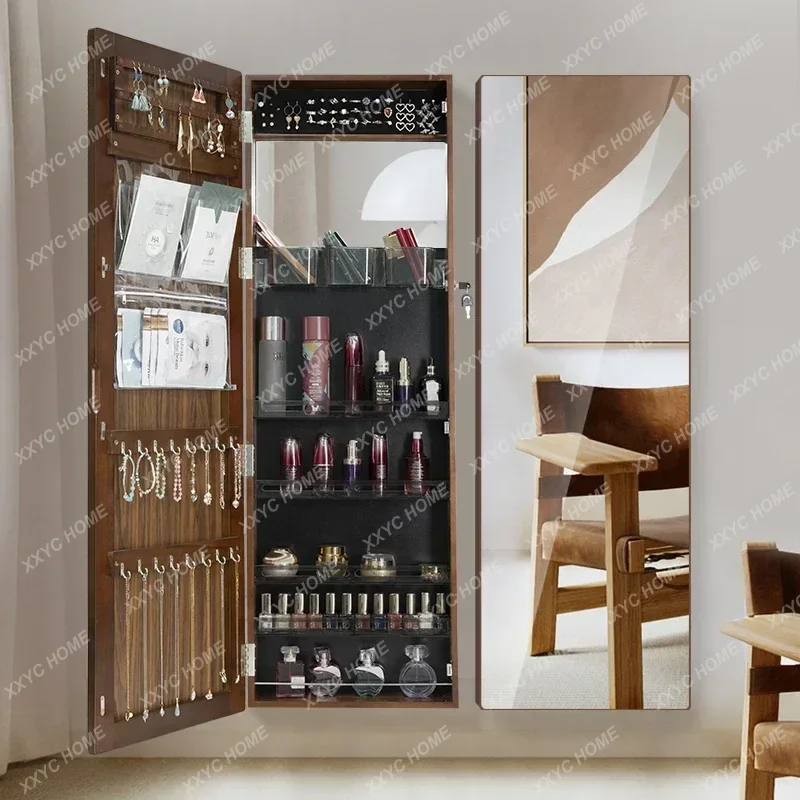 Wall-mounted Mirror Cabinets Bedroom Cloakroom Full-length Mirror Fitting Room Jewelry Solid Wood Storage Cabinet Home Furnit