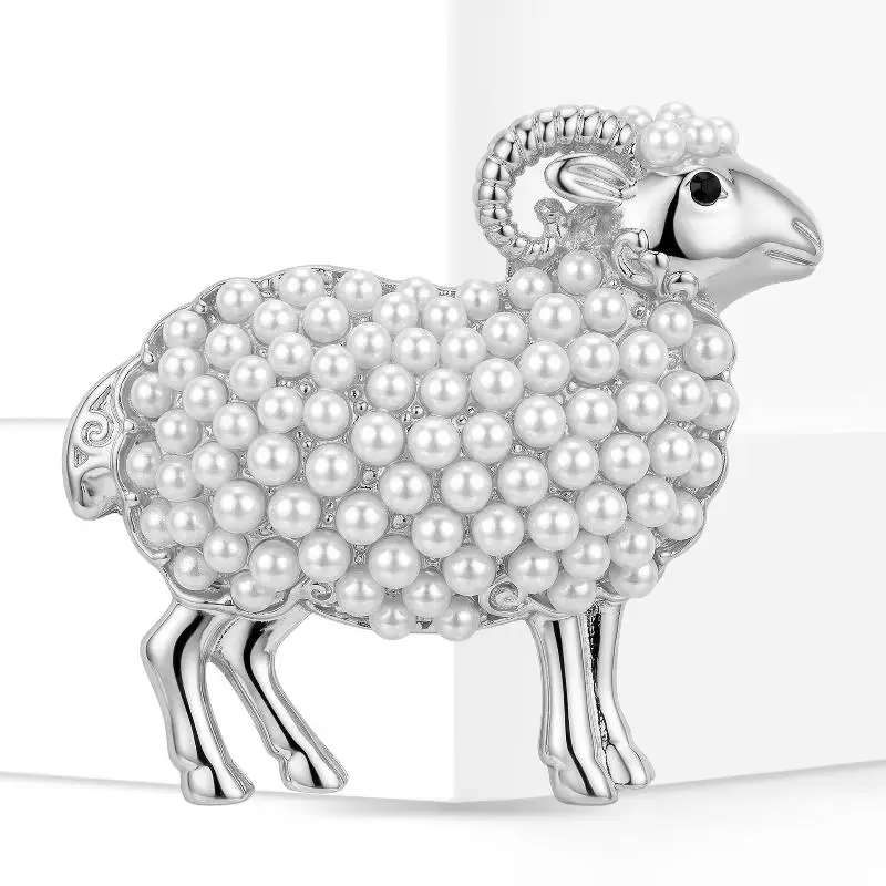 Enamel Sheep Goat Brooch Shiny Diamond-Encrusted Lamb Pin for Women Coat Jacket Backpack Decor Party Accessory Gift