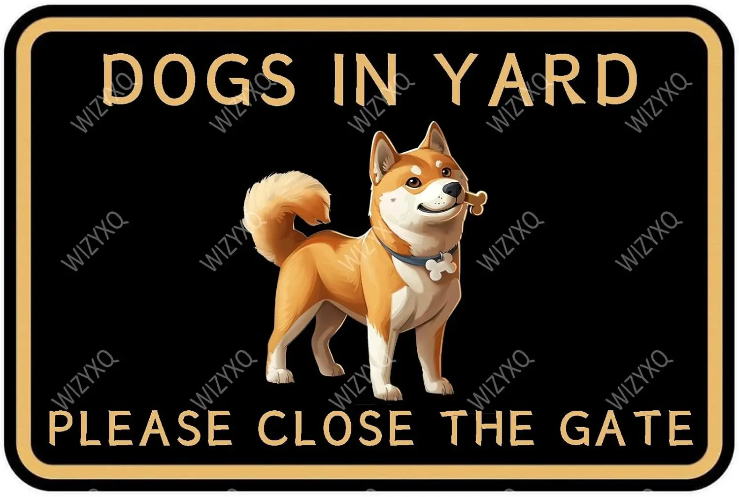 Shiba Inu Dogs In Yard Please Close The Gate Metal Tin Signs Funny Aluminum Sign for Yard Outdoor Decoration 8×12 Inches