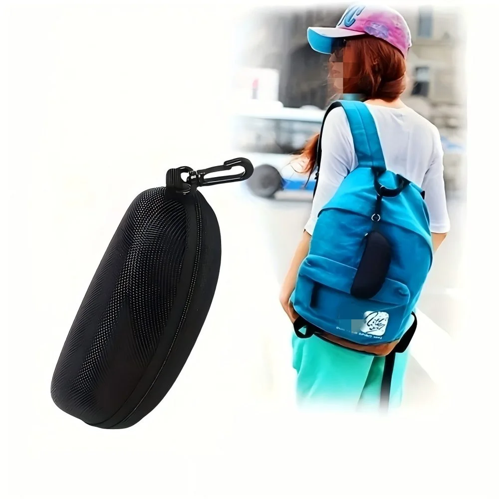 Elegant Polyester Glasses Case, Black Hard Shell Men's and Women's Glasses Case, Fashionable Accessory Storage